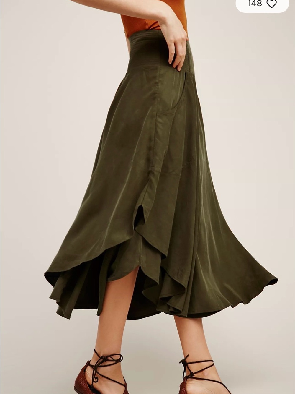 Free People Free Falling Military Green Midi Skirt - Picture 7 of 16
